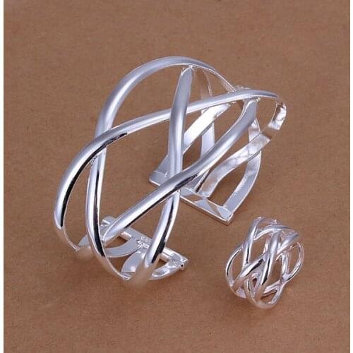 S311 Wholesale, free shipping plated plated jewelry set, fashion jewelry set Large Cross Ring Bangle Jewelry Set