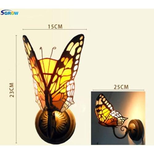 SGROW Art Deco Hand-made Glass Butterfly Lampshade Lights for Bedroom Living Room Aisle Stairs Corridor Indoor Lighting Fixtures