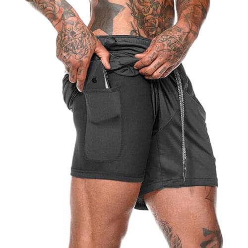 2020 Summer Running Shorts Men 2 in 1 Sports Jogging Fitness Shorts Training Quick Dry Mens Gym Men Shorts Sport gym Short Pants