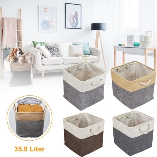 Foldable Linen Cotton Storage Basket With Handles Europe Style Dirty Clothes Storage Laundry Basket Sundries Organizer