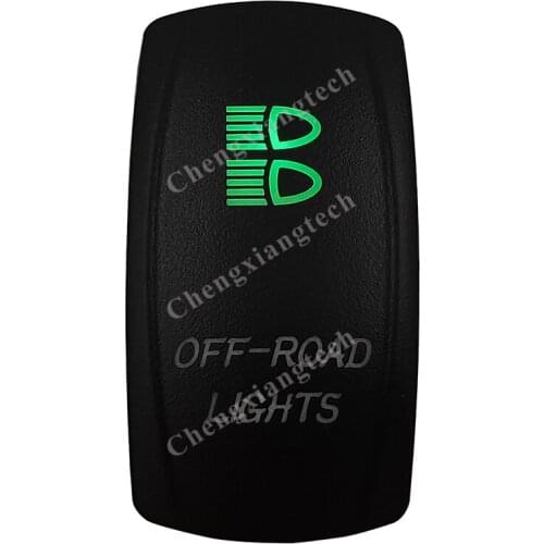 3 Pin SPST On Off Rocker Switch - OFF ROAD LIGHTS - Car Boat Marine Up Green & Down Blue Led Toggle Switch for Carling Narva