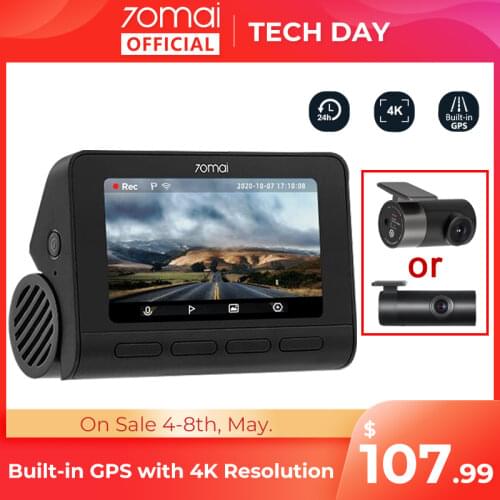 70mai Dash Cam 4K A800S Dual Sight 70mai A800S GPS ADAS Front and Rear Car DVR 2160P 4K 24H Parking 140FOV