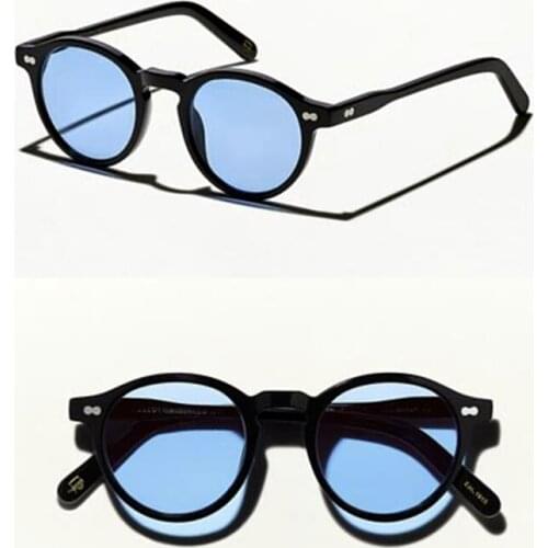 Vintage Retro Small Round Sunglasses Miltzen Fashion Style Import Acetate High Quality UV400 Polarized Box Women Man Eyeglasses