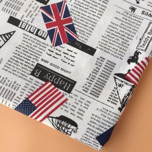 Vintage Brand 46x150cm Zaka UK & USA letter newspapers Printed Cotton Linen Fabric For DIY sewing TableCloth Mat Pillow