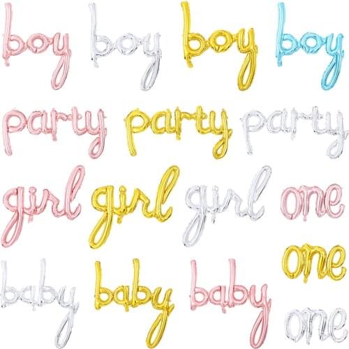 Rose Gold link One Boy Girl Baby Party Letter Foil Balloons Baby Shower 1st First Birthday Party Decoration Balloons Air Globos