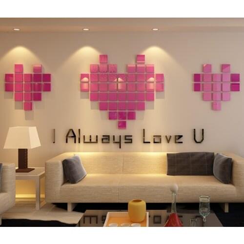 WS103 Love mosaics acrylic living room wall stickers 3D stereoscopic cards wall stickers DIY Wall Stickers