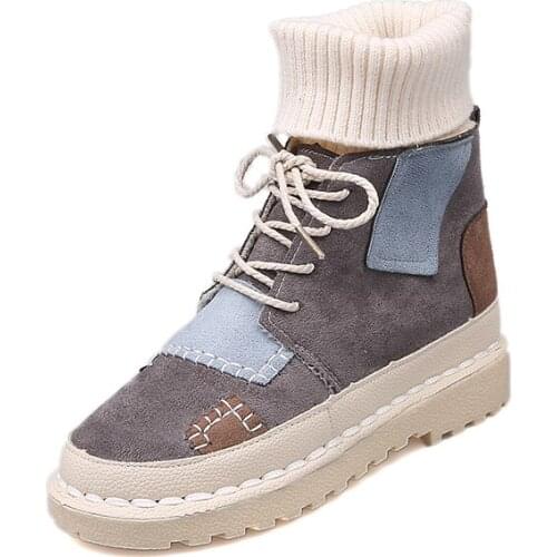 Women Ankle Boots 2020 Winter Female Outdoor Thermal Casual Shoes Lady Girl Platform Black Gray Beige Botas Mujer Footwear