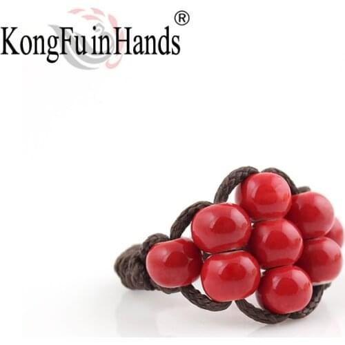 Chinese knot classic Fashion Jewelry red/blue and white Ceramic Rings For Women Lovely cute originality Handmaking ring set