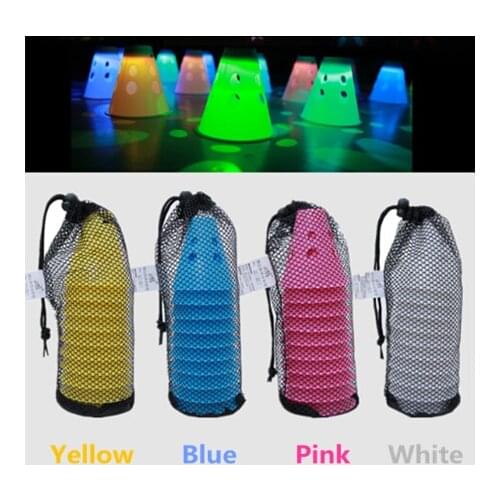 10 Pcs/Lot LED Skating Cone Wind-Proof Cup for Slalom Skating, Battery and Li-ion Chargeable Battery Flash Variable Light