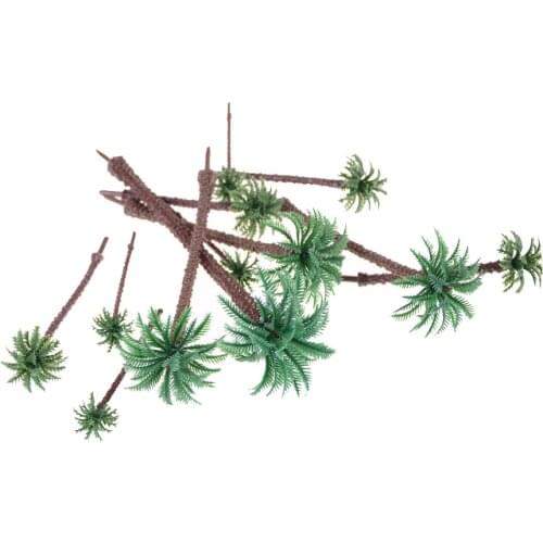 10pcs Mini Green Scenery Landscape Model Green Coconut Palms Tree Different Sizes Home Decor Ornaments