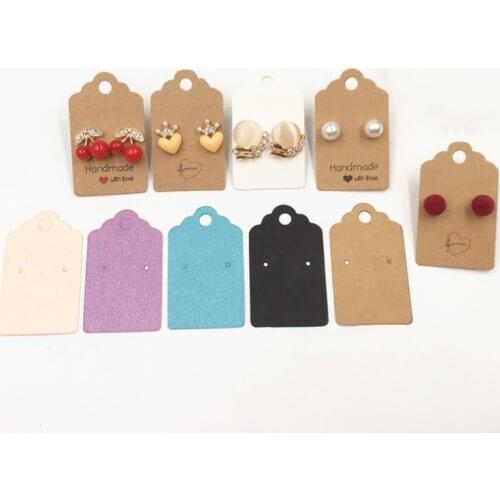 100pcs 3x5cm Earring Display Cards Paper Brown Tags Holder Cardboard for DIY Jewelry Earring Hanging Ear Studs Accessories