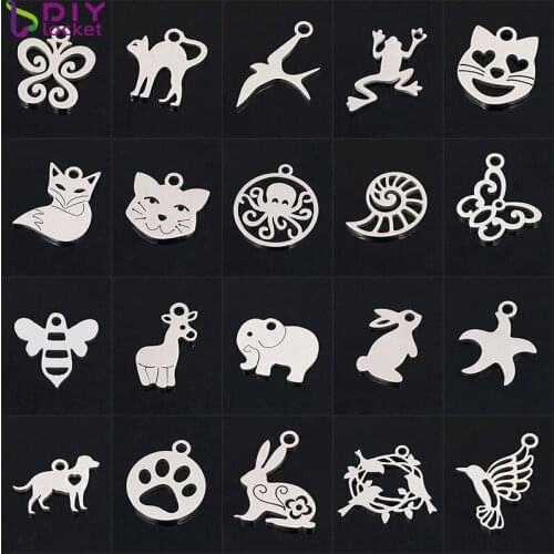 100pcs/lot Wholesale Stainless Steel Double Side Polished Animal Charms Pendant DZ1-20