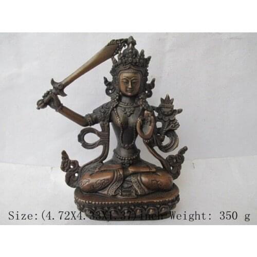 12Cm*/China Tibet hand-carved old copper guanyin bodhisattva