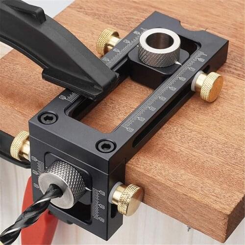 2 In 1 Woodworking Doweling Jig Kit With Positioning Clip Adjustable Drilling Guide Puncher Locator Carpentry Tools