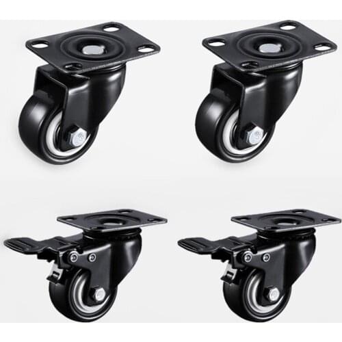 4pcs 1.5 inches 41mm Heavy Duty 180kg Black Swivel Castor Wheels Trolley Furniture Caster Rubber