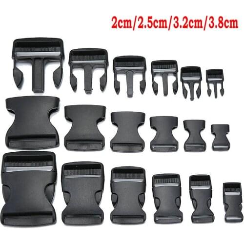 5PCS Black Plastic Webbing Strapping Buckle Clips Adjuster Quick Side Release Buckles for Shoes Garment Bags20mm 25mm 32mm 38mm