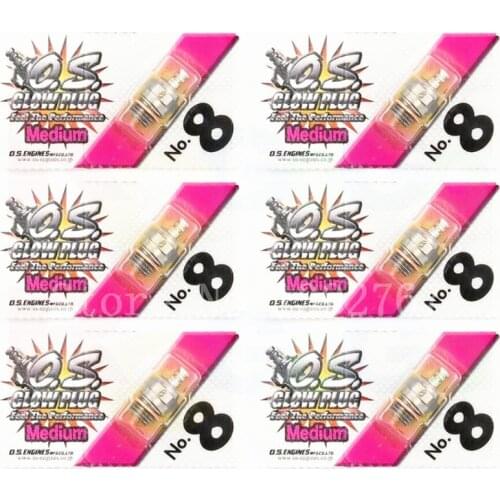 6Pcs 100% Original Glow Plug OS O.S. 8 No.8 #8 Standard Glow Plug Spark Medium For RC Car Truck Nitro Engine Remote Control Cars