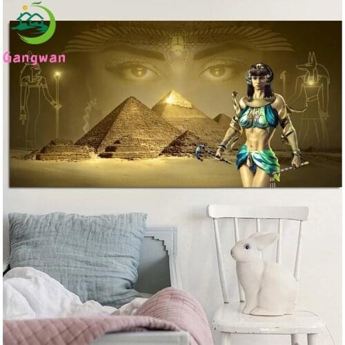 Large Full Round square Drill Diamond Painting Egyptian Queen Picture Of Rhinestone,crystal Diamond Pyramid Symbol Eye Night