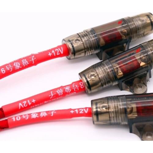 Car Audio Fuse Holder Car Amplifier Subwoofer Fuse Fuse Modification Power Cord with Line Elephant Nose Audio Accessories