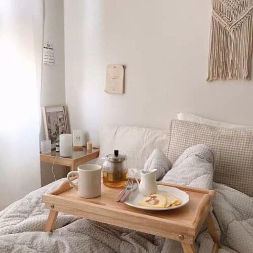 Bamboo With Legs Support Tray Foldable Dinner Plate Bed Dormitory Laptop Table mat Hotel Kitchen Tableware coaster placemat