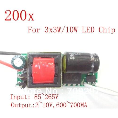 Free DHL/FEDEX/EMS, 200pcs/lot LED driver for 1x3W 2x3W 3x3W/10W LED light power driver,input 85~265V constant current
