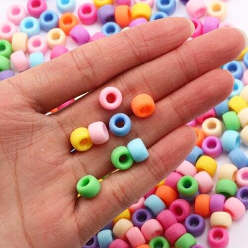 100/200/300Pcs 6x9mm Candy Color Big Hole Loose Spacer Round Acrylic Beads for Jewelry Making DIY Necklace Bracelet Beads