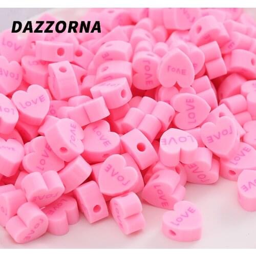 Hot 50-100Pcs/Pack Heart Shape Polymer Clay Beads Cute Loose Spacer Beads For Women Jewelry Findings Making DIY Bracelet Crafts