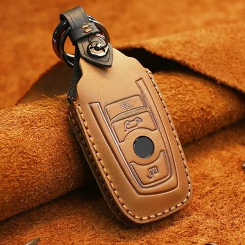 Car key cover case genuine leather for bmw 1 2 3 4 5 6 7 M Series X3 X4 F20 F22 F30 F31 F36 F10 F11 F07 F12 F01 F26 key ring