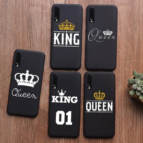 Quotes king 01 Queen 01black Couple phone Case For Samsung A50 a30 A70 S10 S20 S9 S8 Plus S7 M10 a6 a7 2018 TPU Silicone Cover