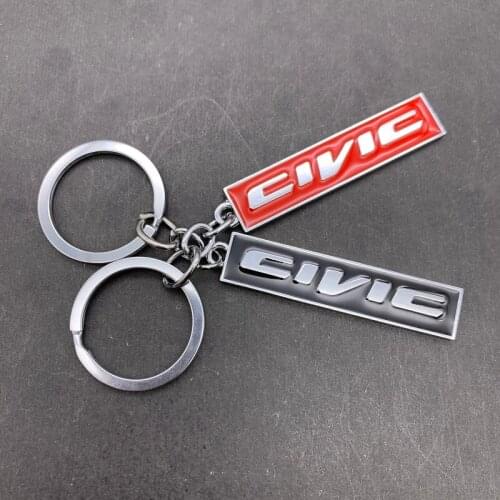 Black, Red Car Keychain Key Chain Ring Keyring Key Holder for Honda Civic Letters Logo Keychain Car Styling Auto Accessories