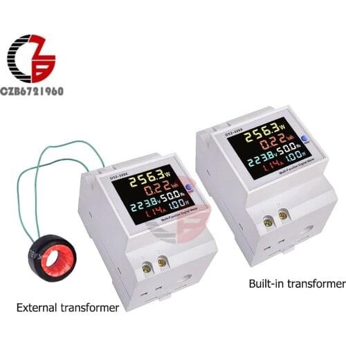 D52-2066 6 IN1 Din Rail AC Monitor 110V 220V 380V 100A Voltage Current Power Factor Active KWH Electric Frequency Meter VOLT AMP