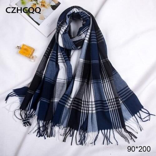 Long Winter Cashmere Scarf Women Shawl Foulard Femme Neck Pashmina Stoles Wool Hijab Warm Plaid Blanket Women Scarf 2019