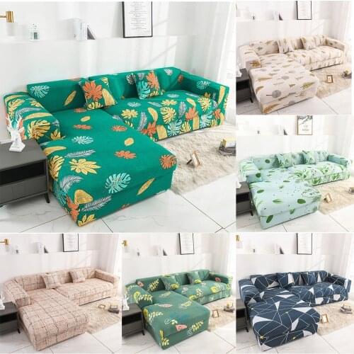 Elastic Printed L-Shaped Sofa Cover Adjustable 1/2/3/4 Seater Couch Cover Stretch Removable Slipcovers For Home Sectional Sofa