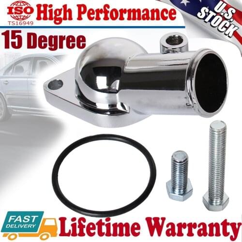 Water Neck Thermostat Housing 15 Degree For 1968-1986 Chevy 350 SBC BBC Chrome