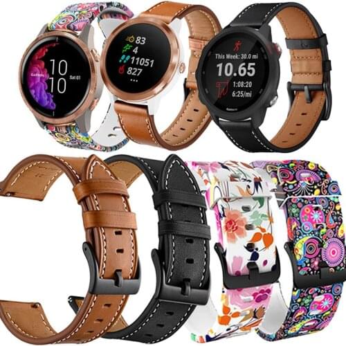 Bracelet For Garmin Forerunner 245M 245 645 Vivoactive 3 Vivomove HR Move Venu Sq Watchband Leather Silicone Smart Watch Strap