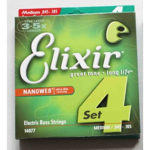 Nanoweb 4 strings Elixs 14077 electric Bass strings set ultra thin coating 5 strings 14777 bass wires Free Shipping bass cords