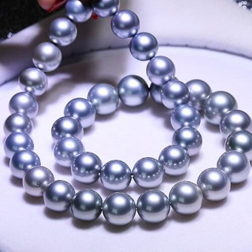 MADALENA SARARA 9-11mm AAA Saltwater Pearl Strand Necklace Tahiti Grey Pearl 18K Gold Clasp Elegant Luxury