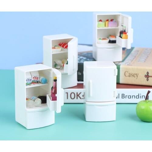 Dollhouse Miniature Refrigerator Toys Kitchen Accessories Home Furniture Decor Pretend Play Toy