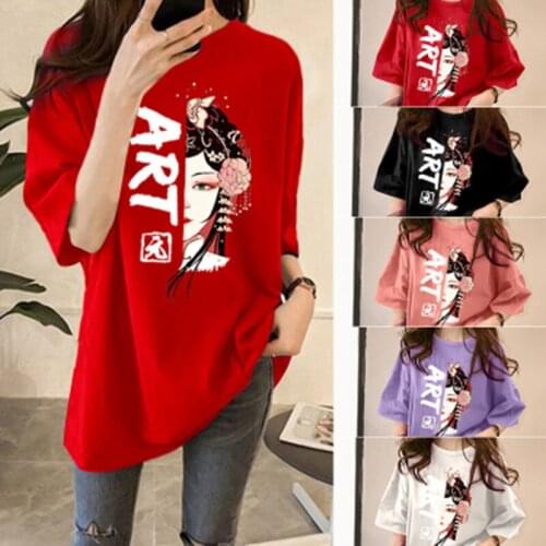 Fashion Couple T-shirt Men Women Chinese Peking Opera Mask Print Oversized Black White t-shirt Over Size Cool Street Tops Camisa