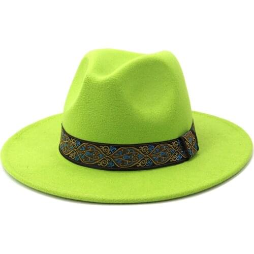 Fashion Winter Hat For Woman Cute Ladys Mint Elegant Trendy Felt Trilby Bowler Hats For Girl Sombrero Wide Brim Hat HF176