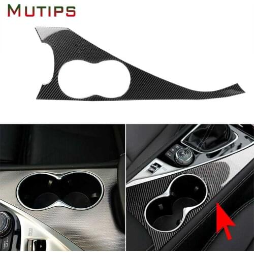 Mutips for Infiniti Q50 Q60 2014-2019 Center Console Cup Holder Panel Frame Decorative Trim Car Accessories Carbon Fiber Sticker