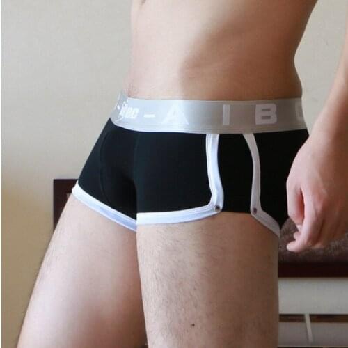 Men cotton panties sexy U convex pouch metal rivets silver belt men Boxers underwear High Quality Comfortable Soft Boxers Shorts