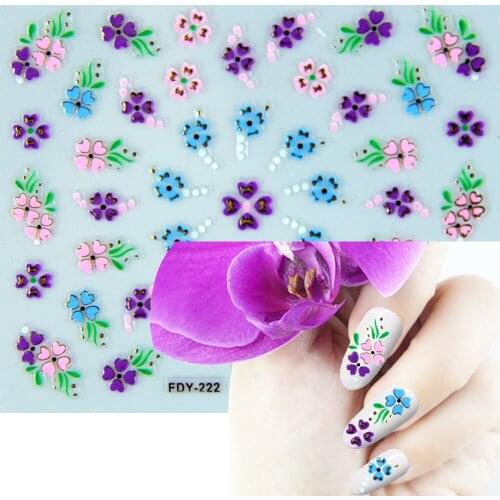 Floral Adhesive Sticker For Nails Flowers Nail Art Decoration Small Butterflies Nail Art Transfer Watermark Nail Stickers Leaves