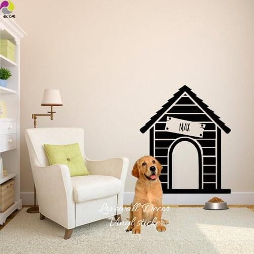 Custom Dog House Name Wall Sticker Personalized Dog Life Name Wall Window Decal Pet Animal Family Vinyl Decor DIY