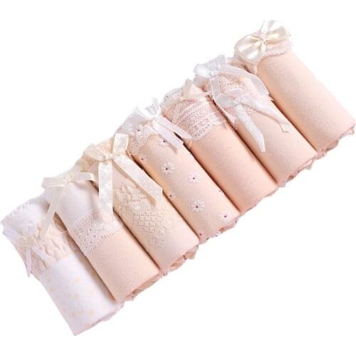 7Pcs/lot Underwear Women Panties Briefs Girls Sexy Panties Women Lingeries Cueca Calcinhas Cotton Shorts Underpants Panty Ladies