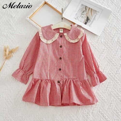 Melario Button Girls Dresses Autumn Girls Clothes Plaid Printed New Design Kids Girls Dress Girls Casual Dresses Kids