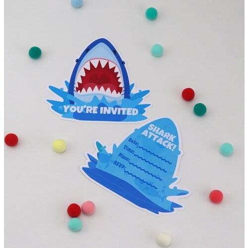 Shark Birthday Party Invitations Card Shark Birthday Party Supplies Decorations Kids Event Birthday Invitations