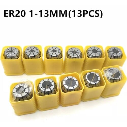 13PCS ER20 1-13MM high precision spring engraving machine milling cutter CNC milling cutter lathe ER20 chuck lathe chuck ER