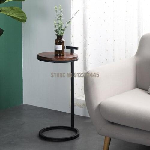 Light Luxury Solid Wood Black Walnut Color Mini Side Table Round Small Tea Table Bedside Table Small House Type Simple And Moder