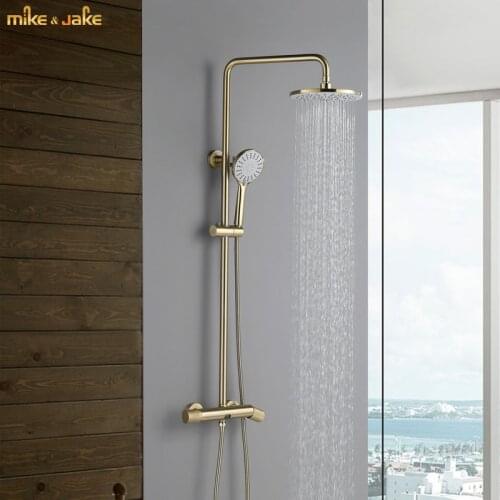 Luxury hot and cold gold brush shower mixer gold brushed shower mixer luxury bathroom brush shower mixer frosted gold shower